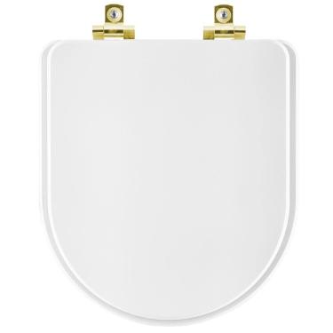 Imagem de Assento Sanitário com Fechamento Lento Nexo Branco para vaso Roca com Ferragem Dourada