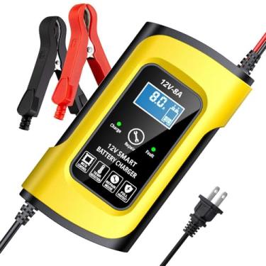 Imagem de Carregadores de bateria de carro 12V/8A Dispositivo de reparo de pulso inteligente Bateria automotiva Mantenedor de gotejamento com visor digital LCD para bateria de carro, caminhão, motocicle type1