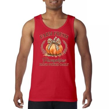 Imagem de Regata Farm Fresh Pumpkins outono aconchegante estação milho labirinto festival dia de ação de graças peru outono linda camiseta masculina, Vermelho, M