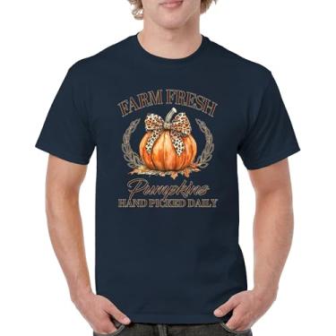 Imagem de Camiseta masculina fofa Farm Fresh Pumpkins outono estação aconchegante festival labirinto de milho Dia de Ação de Graças Peru Dia de Ação de Graças Outono, Azul marinho, 3G