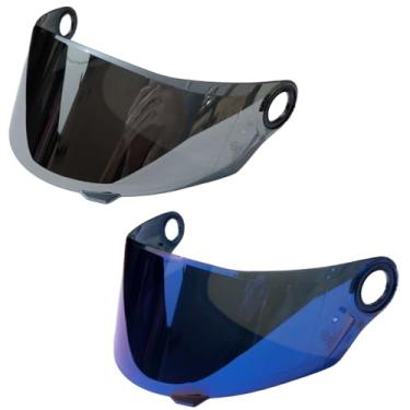 Imagem de Kit 2 Viseira Para Capacete Espelhada Ls2 FF358 FF392 FF396 FW3 GT Anti Risco Helt Texx Mormaii (Cromada/Azul)