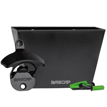 Imagem de Conjunto magnético de abridor de garrafa e tampa para coletor de garrafa montado na parede da Magcap, Preto, 1