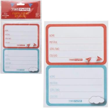 Imagem de Etiqueta autoadesiva escolar yins paper com 8 pecas 80x53mm