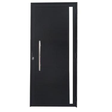 Imagem de Porta de Alumínio Lambril Preto com Puxador e Vidro Linha 25 - DC, Esq
