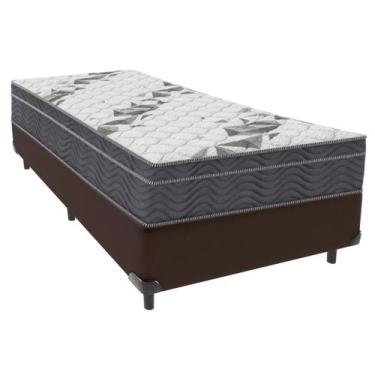 Imagem de Cama Box Solteiro Marrom e Colchão Airtech 100 D33 Ortobom