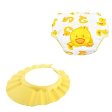 Imagem de Calcinha Cueca Fralda Treinamento Desfralde Bebê Chapeu Banho - I Love