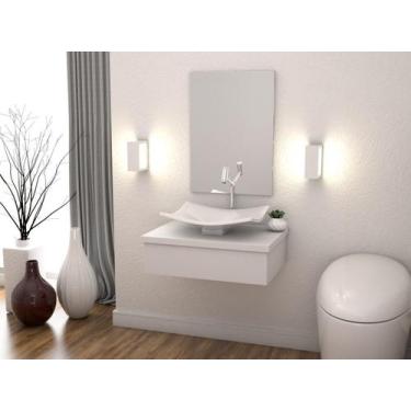 Imagem de Bancada Metrópole 601w 60cm C/cuba F44 e Espelheira - Compace, Branco 