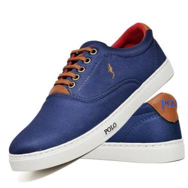 Imagem de Sapatênis Masculino Casual Confortável Lona Polo Blu, 40, Marinho