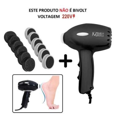 Imagem de Pedicuro Lixa Elétrica Esfoliador + 12 Lixas - Preto 220V - Mega Bell