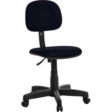 Imagem de Cadeira Escritorio Giratoria Secretaria Crepe Azul Marinho - Goldflex