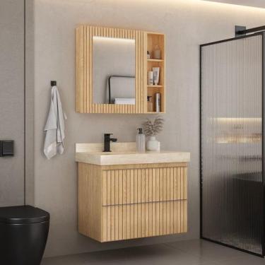 Imagem de Gabinete para Banheiro Suspenso Ripy 80cm sem Lavatório - Bumi