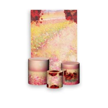 Imagem de Painel De Festa Vertical 1,50 x 2,20 + Trio De Capas Cilindro - Flores