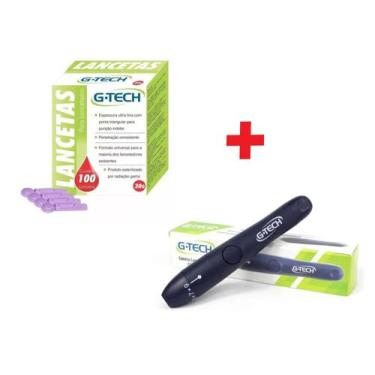 Imagem de Kit 1 Caneta Lancetadora + 100 Lancetas Agulha 30g - G-Tech
