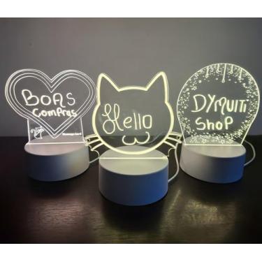 Imagem de Luminária Usb 3D De Mesa Criativo Anotações Led Decorativo Com Caneta 