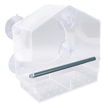 Imagem de Alimentadores de Pássaros de Janela para Fora, Transparente Comedouro para Passarinhos Alimentadores de Beija-Flores com 4 Ventosas Fortes para Pássaros Selvagens ao Ar Livre