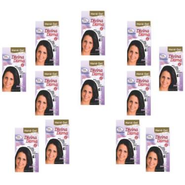 Imagem de Hene Em Gel Jaborandi 10x180gr Divina Dama Preto Forte (Preto Azulado)