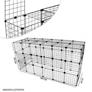 Imagem de Cercado Gaiola Cachorro Coelho 60x180x90cm Preto Com Teto - IGUANNA