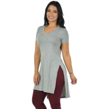 Imagem de Blusa Longa Longline Visco Tapa Bumbum Academia - Vesttuario, P, Cinza