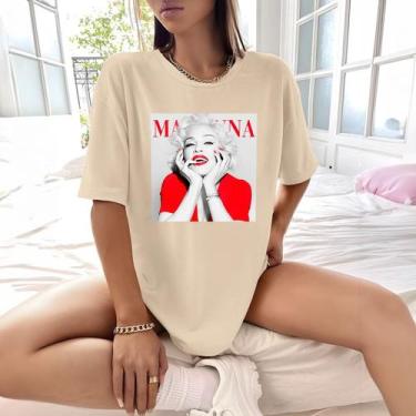 Imagem de Camisa Camiseta Feminina Estampada Madonna 100% Algodão Fio 30.1 Pente