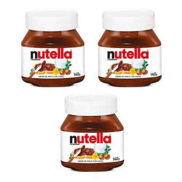 Imagem de Kit 3 Creme Avelã Nutella Ferrero 140g cada