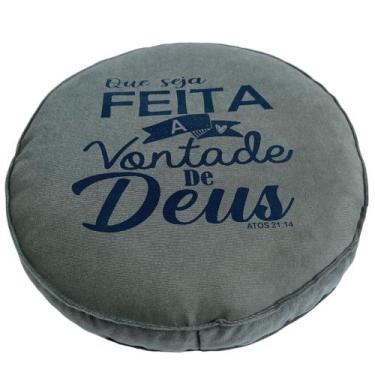 Imagem de Futton Turco Redondo Veludo Estampado Ø45cm Cinza - FASTLAR