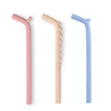 Imagem de Canudos de silicone reutilizáveis: designs de animais fofos e divertidos, grau alimentício, seguro para máquina de lavar louça. Conjunto de 3.