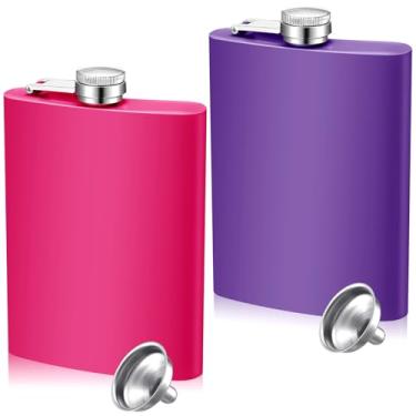 Imagem de Meanplan Pacote com 2 frascos femininos de quadril para licor fosco com funil bolso de uísque de aço inoxidável à prova de vazamento para bebida alcoólica, vinho, presente de casamento no dia dos