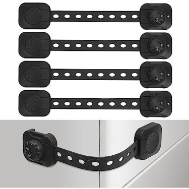 Imagem de Songaa Fechaduras de alça para armários de segurança infantil pacote com 4 - travas ajustáveis para armário à prova de bebês para gavetas, forno, máquina de lavar louça, geladeira, assento de vaso