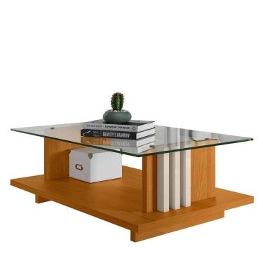 Imagem de Mesa De Centro Frizz Cinamomo Off White Com Tampo De Vidro - Madetec Cinamomo Off White