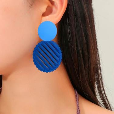 Imagem de Brinco Festa Feminino Delicado Luxo Argola Dangle Azul - ANJO DA MAMÃE