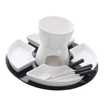 Imagem de Generic Conjunto de panelas para derreter fondue, panela para fondue de chocolate com 4 garfos, conjunto de velas para chá caseiro para fondue de chocolate,