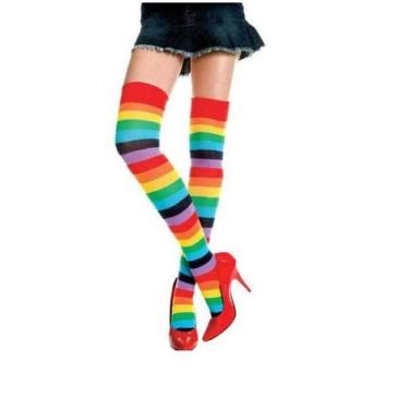 Imagem de Meia 7/8 arco iris colorida festas fantasia- Adulto - IndiaChina