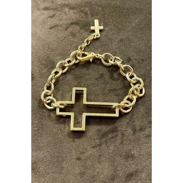 Imagem de Pulseira Feminina cruz banhada a ouro 18k - Baronesa imports18k 