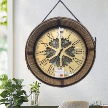 Imagem de Relógio De Parede Moldura Couro Vintage Espelho 77 X 77 - Vacheron, Me