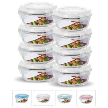 Imagem de KIT 8 Potes de Vidro Redondo com Tampa Hermética 400ml - U4home, Branc