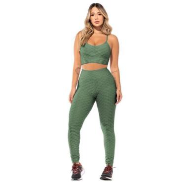 Imagem de Conjunto Fitness Feminino Bubble Verde Academia WarFit, M