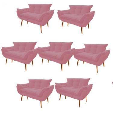 Imagem de Kit 07 Namoradeira  Decorativa  Opala Pés Palito em Madeira 2 Lugares 