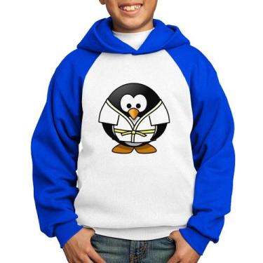 Imagem de Moletom Infantil Pinguim Judô - Foca na Moda, Branco, Azul, 10