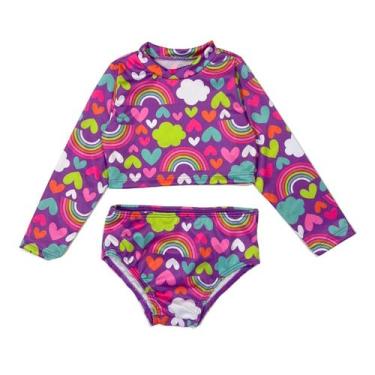 Imagem de Conjunto Infantil Menina Blusa Calcinha Proteção Solar Praia - Jagar, 