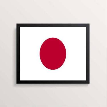 Imagem de Quadro Decorativo Bandeira Japão 33x24cm - Quadros On-line, Madeira pr