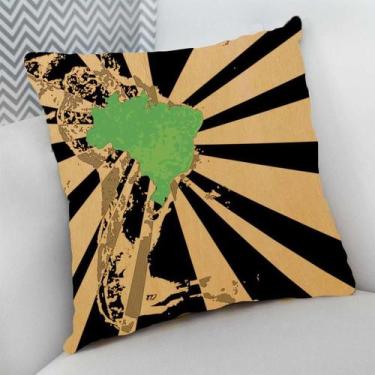 Imagem de Almofada Decorativa Cheia c/ Zíper 40x40cm,Mapa Brasil - Deluzz