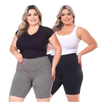 Imagem de Kit 3 shorts plus size fitness academia - Rp modas, Cinza com preto, G