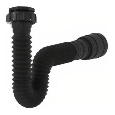 Imagem de Sifão Sanfonado Flexível Branco Pia Banheiro Cozinha - Luconi, Preto