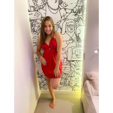 Imagem de Camisola bela de liganete e renda vermelha - Donzzela Lingerie, GG, Ve