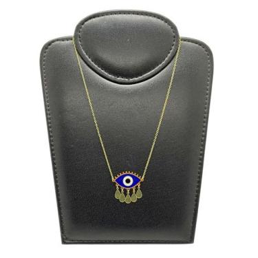 Imagem de Gargantilha Folheada a Ouro Pingente Olho Grego Gd. 45cm - Butique da 