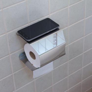 Imagem de Suporte de Papel Higiênico com Porta Celular - Inox - Maxx Diamond