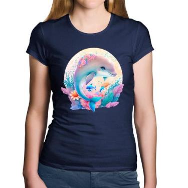 Imagem de Baby Look Algodão Golfinho Fofo - Foca na Moda, Marinho, P