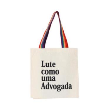 Imagem de Bolsa Ecobag  100% algodão Estampa LUTE COMO ADV (arco-íris) - CARIOCA