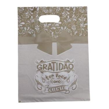 Imagem de Sacola boca de palhaço GRATIDÃO AO CLIENTE 30x40cm 50un Aliança, Grati