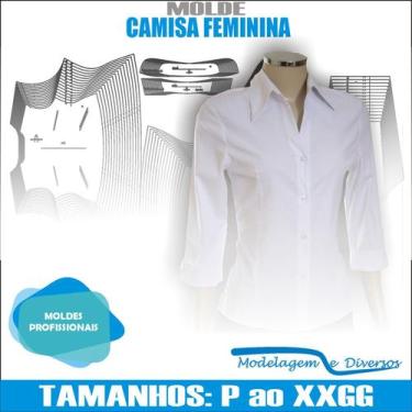 Imagem de Molde Camisete Manga 3/4 Feminina, Modelagem&Diversos, Tamanhos P Ao X